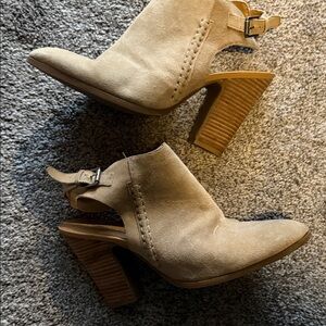 Franco Sarto Beige Heeled Ankle Boots